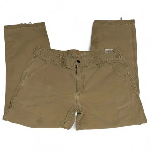 Carhartt Men's Tan/Cream Distressed Carpenter Pants - Picture 4 of 7